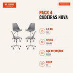Pack 4 Cadeiras Nova — Cinza — Infografia — medidas