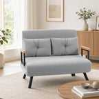 Sofá Cama Sofá Convertível em Cama de 2 Lugares Dobrável com Encosto Ajustável em 5 Níveis e 2 Almofadas Acolchoadas para Escritório Dormitório Sala de Estar 102x73x81 cm Cinza — Ambiente | Lifestyle