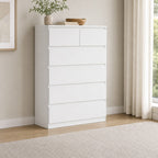 Cómoda Moderna com 6 Gavetas Cómoda de Madeira para Dormitório Entrada Sala de Estar Carga Máxima 50kg 80x39x115cm Branco — Ambiente | Lifestyle