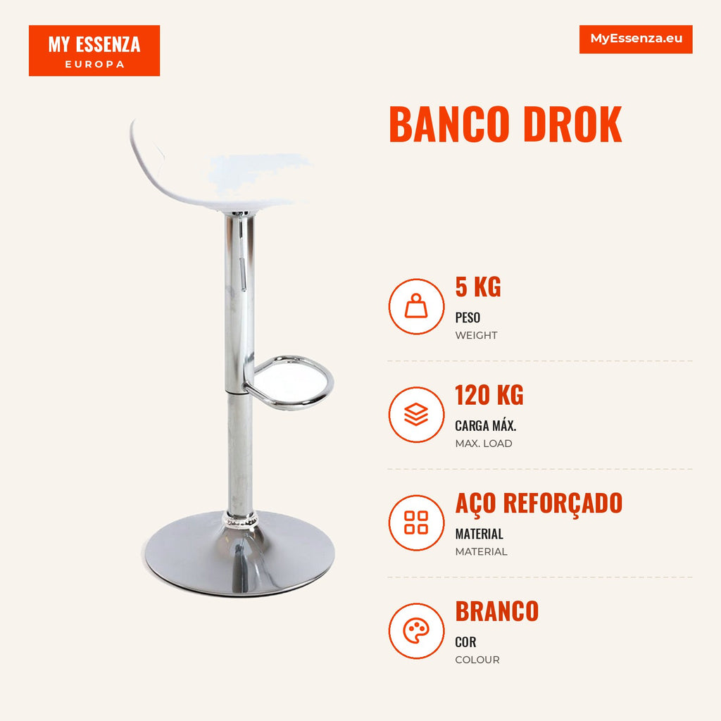 Banco Drok — Branco — Infografia — medidas