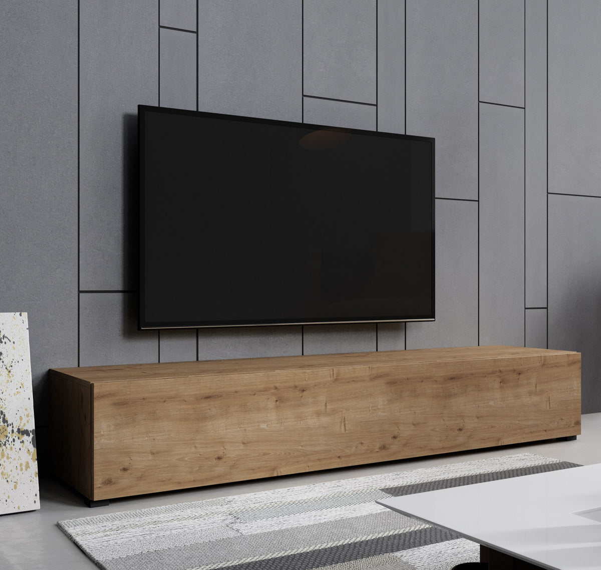 Móvel de TV com porta de cantos arredondados carvalho 180x40x32 cm — foto 2