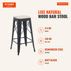 Banco Lixe Madeira Natural 76 cm — Preto mate — Infografia | Infographic — dimensions