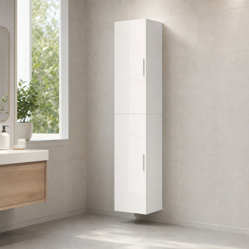 Coluna Casa de Banho de Parede Armário Alto Casa de Banho com Prateleiras Ajustáveis e 2 Portas Móvel Casa de Banho 40x30x160 cm Branco — Ambiente | Lifestyle