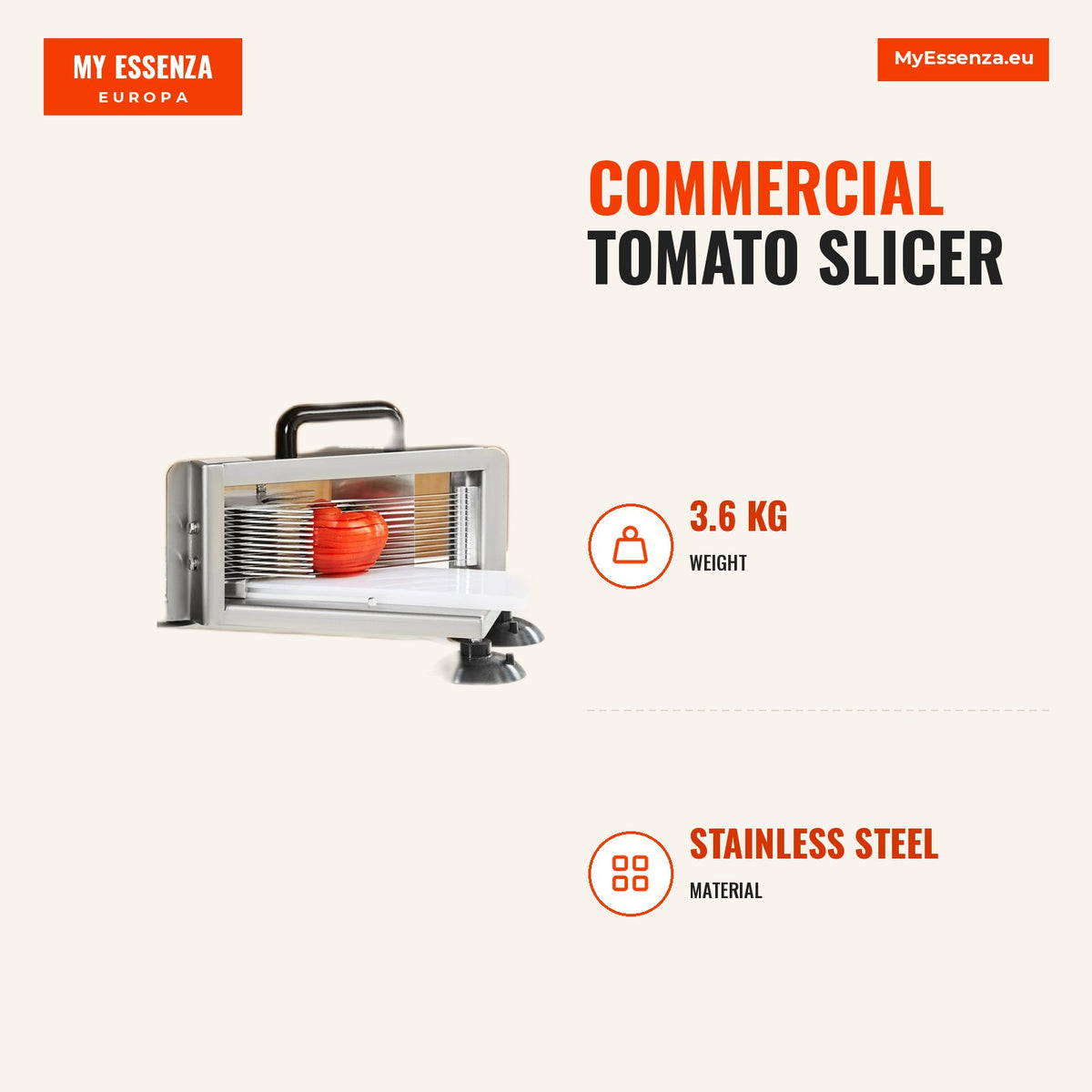 Cortador tomate comercial, 1/4"+3/8"+3/16", manual — Infografia | Infographic — dimensions