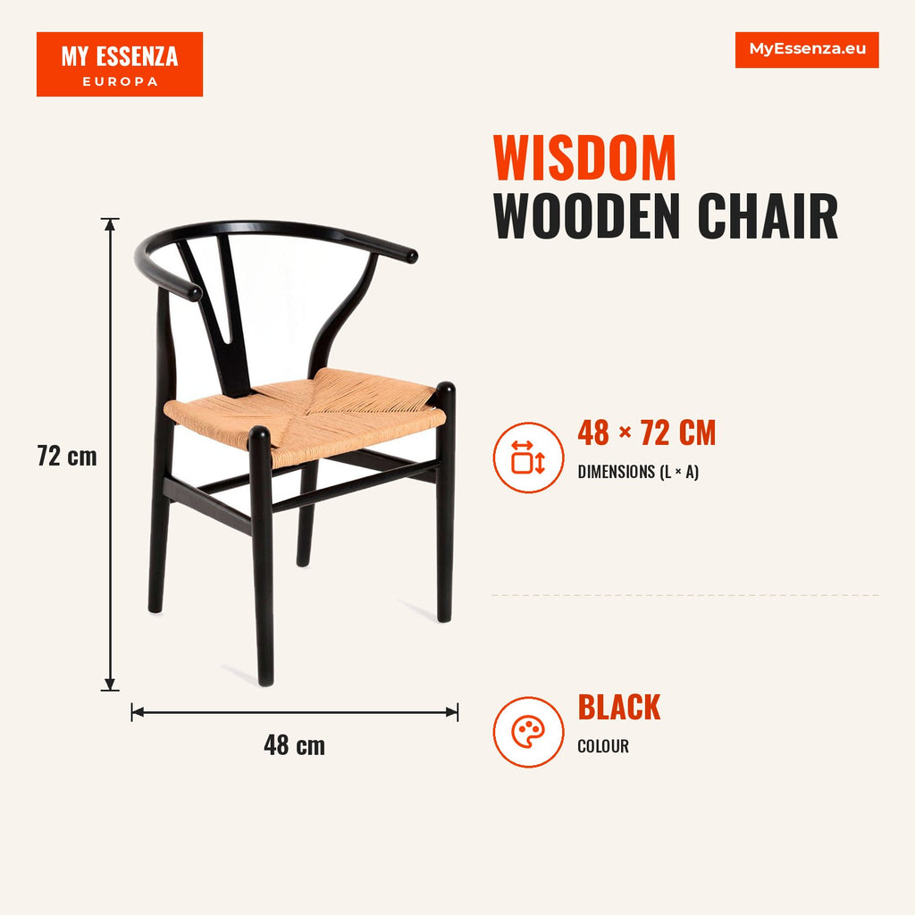 Cadeira Wisdom Madeira — Preto — Infografia | Infographic — dimensions