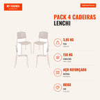 Pack 4 Cadeiras Lenchi — Beige — Infografia — medidas