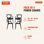 Pack 4 Cadeiras Power — Preto — Infografia | Infographic — dimensions