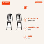 Pack 4 Bancos Meyer Baixos 65 cm — Preto — Infografia | Infographic — dimensions