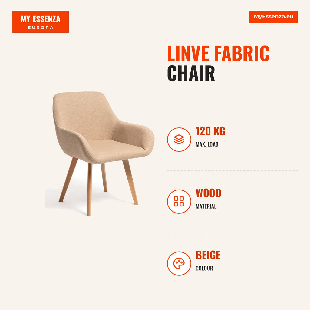 Cadeira Linve Tecido — Beige — Infografia | Infographic — dimensions
