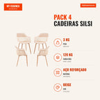 Pack 4 Cadeiras Silsi — Beige — Infografia — medidas