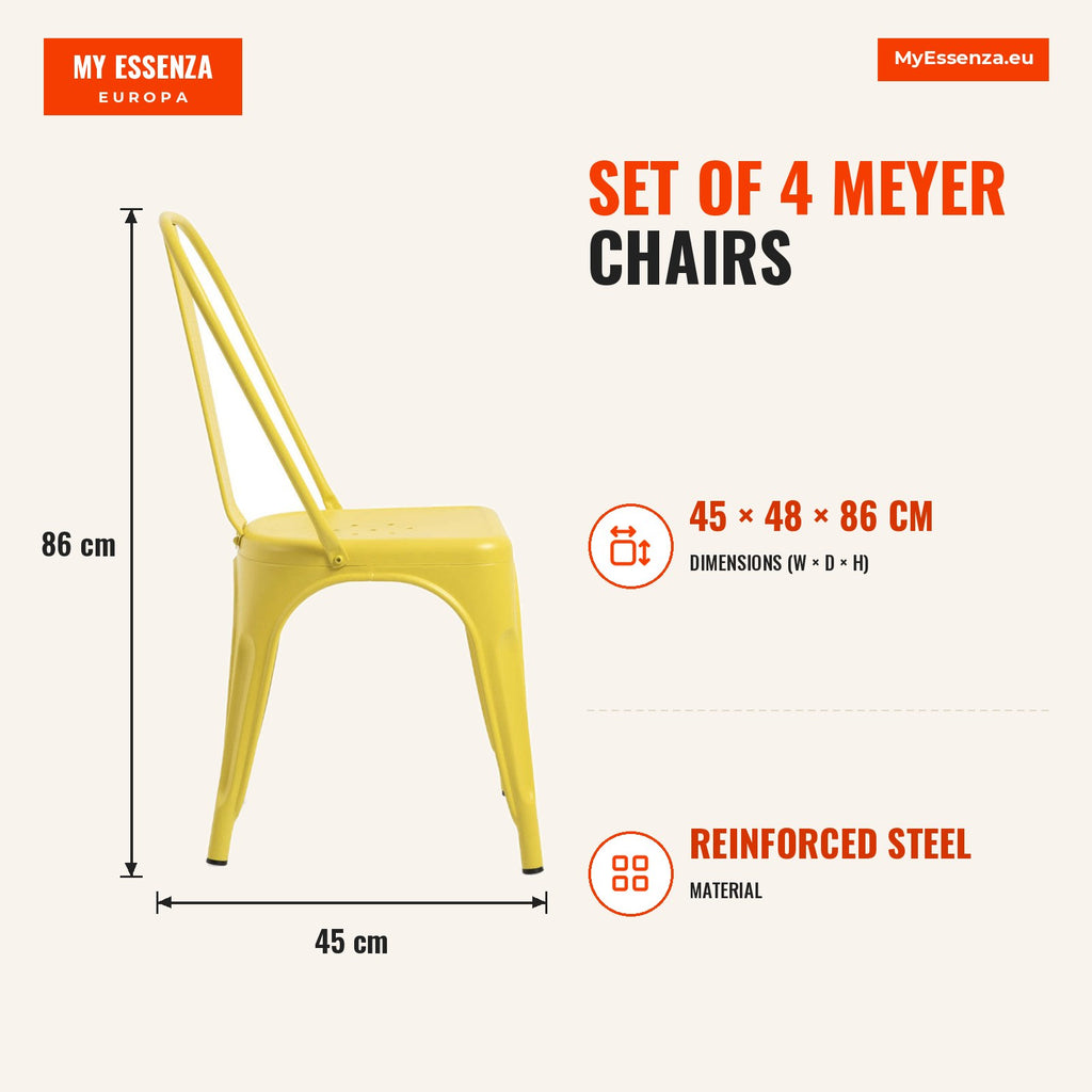 Pack 4 Cadeiras Meyer — Quartzo Amarelo — Infografia | Infographic — dimensions