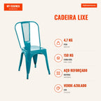 Cadeira Lixe — Verde-azulado — Infografia — medidas