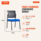 Pack 5 Cadeiras Confidente Beroli — Azul — Infografia — medidas