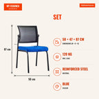 Pack 5 Cadeiras Confidente Beroli — Azul — Infografia | Infographic — dimensions