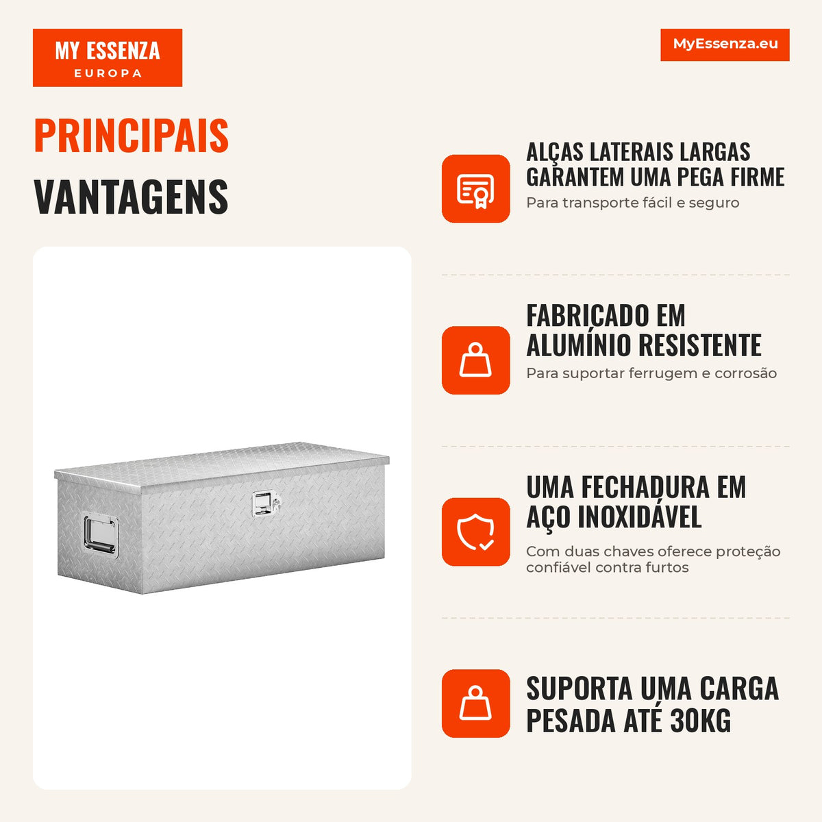 Caixa de Ferramentas Box em Alumínio 76 cm Prata — infografia 1