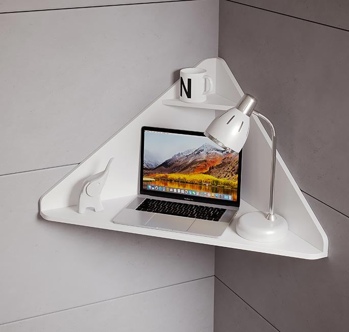 Secretária de canto suspensa compacta, branca 93x63,7x45 cm — foto 2