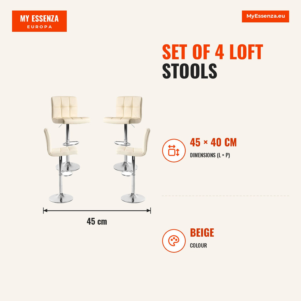 Pack 4 Bancos Loft — Beige — Infografia | Infographic — dimensions