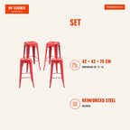 Pack 4 Bancos Meyer Vintage 73 cm — Vermelho vintage — Infografia | Infographic — dimensions