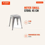 Banco Meyer Pequeno 45 cm — Cinza metalizado — Infografia | Infographic — dimensions
