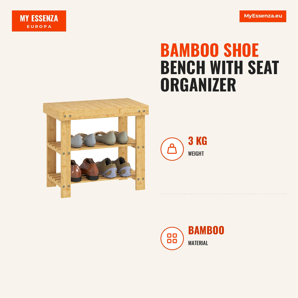 Banco Sapateira de Bambu Sapateira com Assento Organizador de Sapatos com 2 Prateleiras para 4 Pares de Sapatos para Entrada Sala de Estar Dormitório  — Infografia | Infographic — dimensions