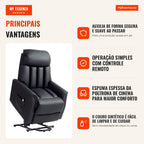 Poltrona Elétrica com Função de Elevação Poltrona para TV Poltrona com Assistência para Levantar Função Reclinável Couro Sintético 80x94x104 cm Preto — infografia 1