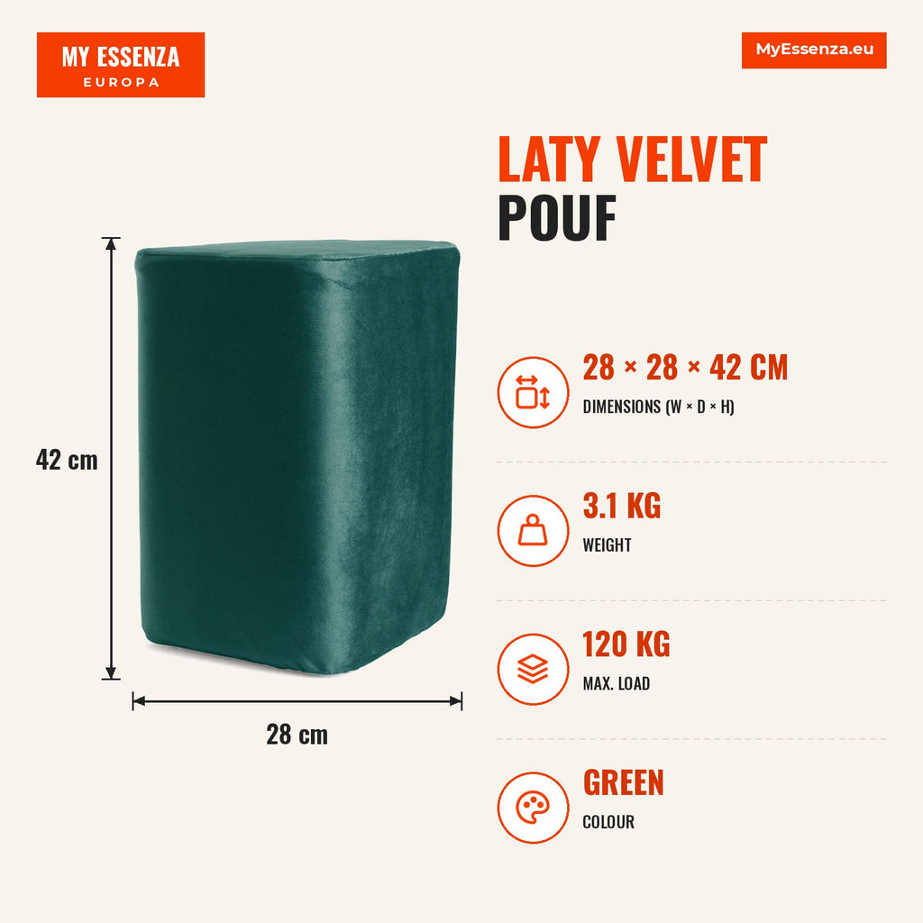 Puff Laty Veludo — Verde — Infografia | Infographic — dimensions