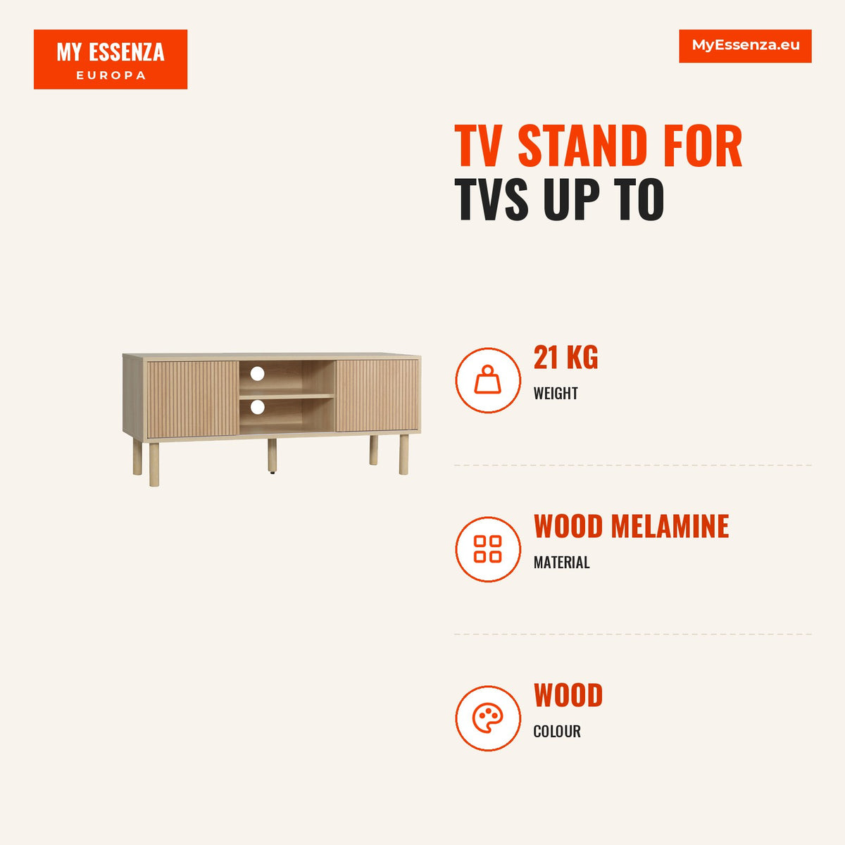 Móvel de TV Móvel para Televisão até 50 Polegadas com Portas de Correr Prateleiras Abertas e Orifícios para Cabos para Sala de Estar 115x40x49 cm Made — Infografia | Infographic — dimensions