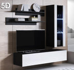 Conjunto de móveis de sala preto e branco com abertura push-click 160x40x126 cm — foto 2