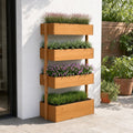 Floreira de Madeira de 4 Níveis Floreira Elevada Exterior com Orifícios de Drenagem e Tecido Não Tecido Vaso para Cultivos Plantas Flores para Terraço Jardim 80x45x142 cm Madeira — Ambiente | Lifestyle
