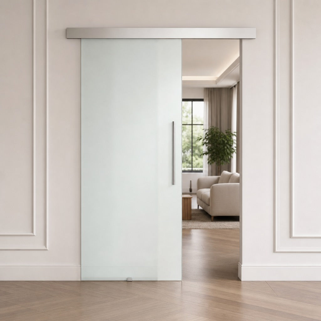 Porta de Correr de Vidro 102,5x205 cm Porta de Correr de Vidro com Trilho Translúcida - Modelo 1 — Ambiente | Lifestyle