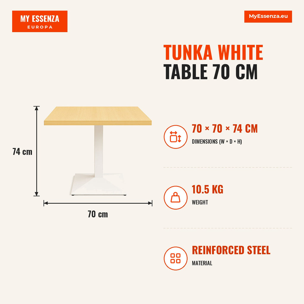 Mesa Tunka White 70 cm — Madeira clara — Infografia | Infographic — dimensions