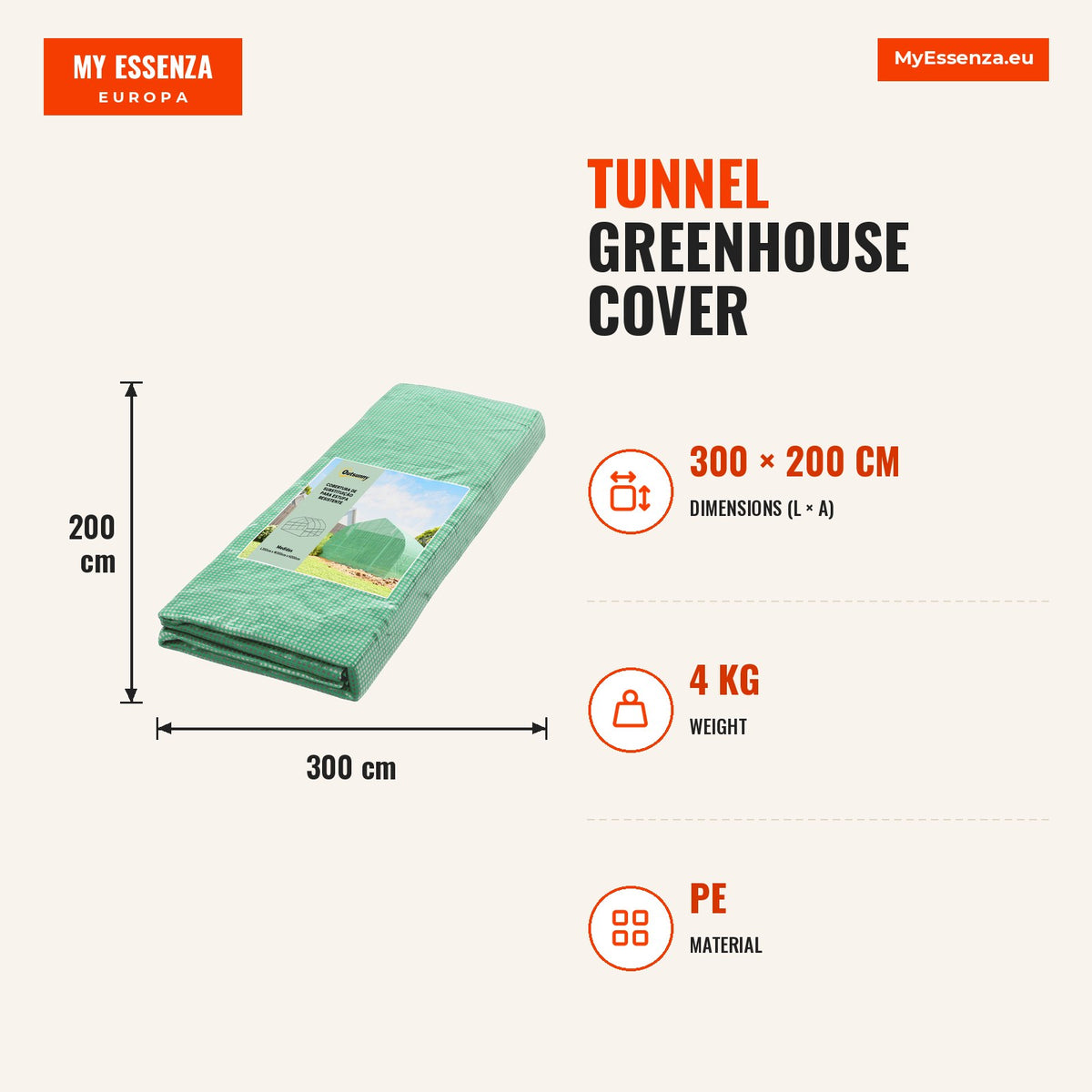 Cobertura de Estufa de Túnel 3,5x3x2m Cobertura de Substituição de Estufa Polietileno com 6 Janelas e Portas Enroláveis Proteção de Plantas para Jardi — Infografia | Infographic — dimensions