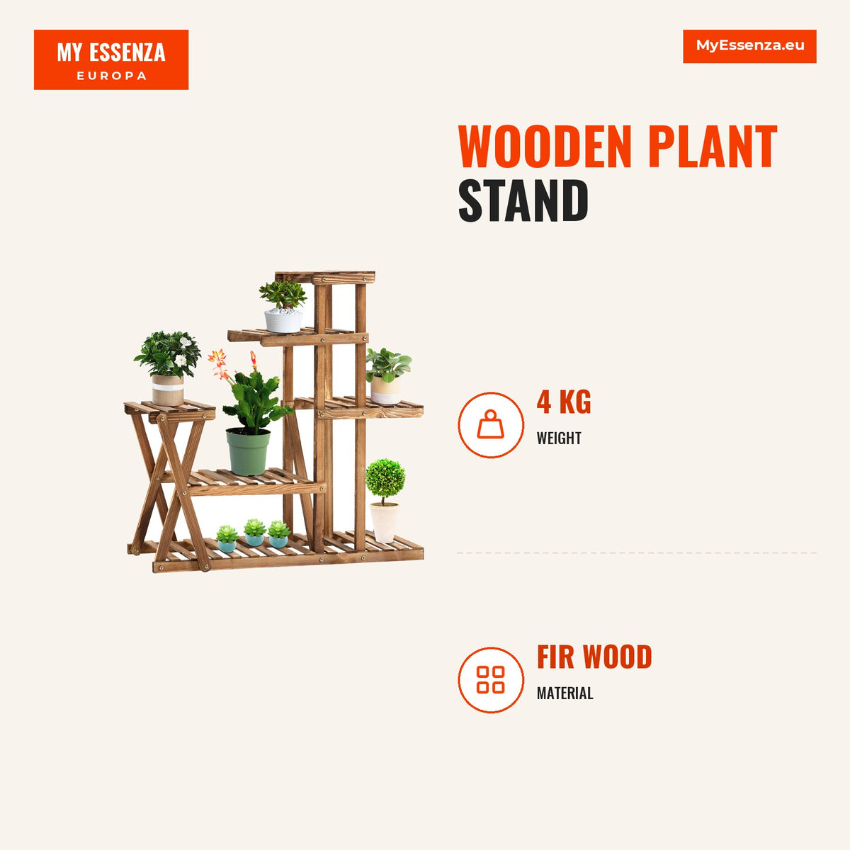 Suporte para Plantas Estante para Plantas de Madeira Estante para Flores com 5 Níveis Carga Máxima 60 kg para Interior Exterior 98x28x95 cm Madeira Ca — Infografia | Infographic — dimensions