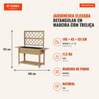 Jardineira Elevada Retangular em Madeira com Treliça e Prateleiras — infografia 1