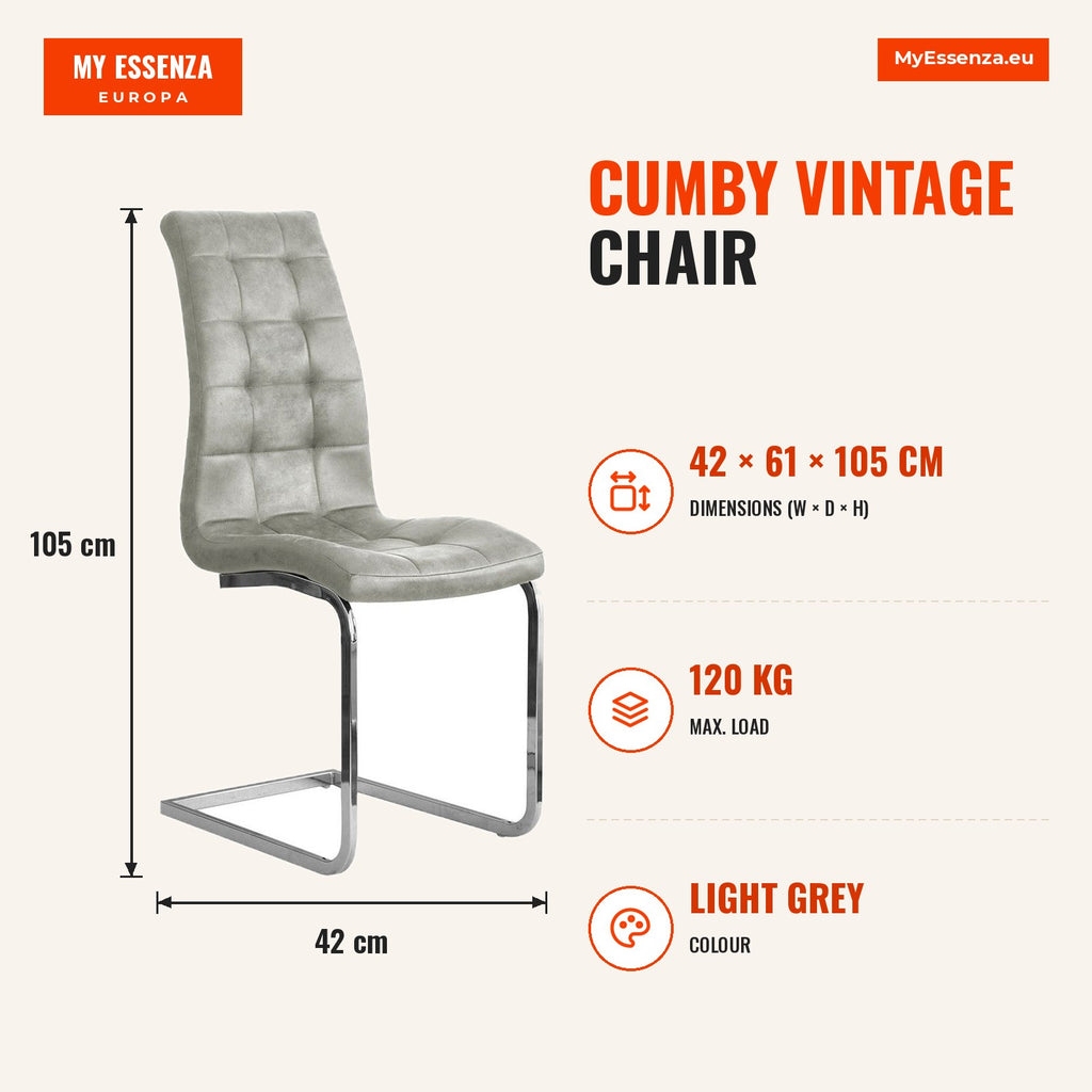 Cadeira Cumby Vintage — Cinza claro — Infografia | Infographic — dimensions