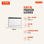 Ecrã de Projeção Elétrico 120 Polegadas com Comando à Distância 16:9 para Interior e Exterior Branco — infografia 1