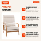 Poltrona de Sala Poltrona Auxiliar Estofada com Tecido Aspeto Linho e Assento Largo Suporte Lombar Encosto Alto 64x86x93 cm Creme — infografia 1