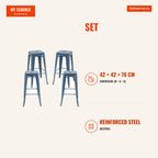 Pack 4 Bancos Meyer Altos 76 cm — Azul Petróleo — Infografia | Infographic — dimensions