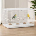 Gaiola para Pássaros com Divisória Gaiola para Aves com 4 Comedouros 4 Poleiros e Bandeja Amovível Gaiola para Canários Periquitos 76x46x46 cm Branco — Ambiente | Lifestyle
