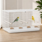Gaiola para Pássaros com Divisória Gaiola para Aves com 4 Comedouros 4 Poleiros e Bandeja Amovível Gaiola para Canários Periquitos 76x46x46 cm Branco — Ambiente | Lifestyle