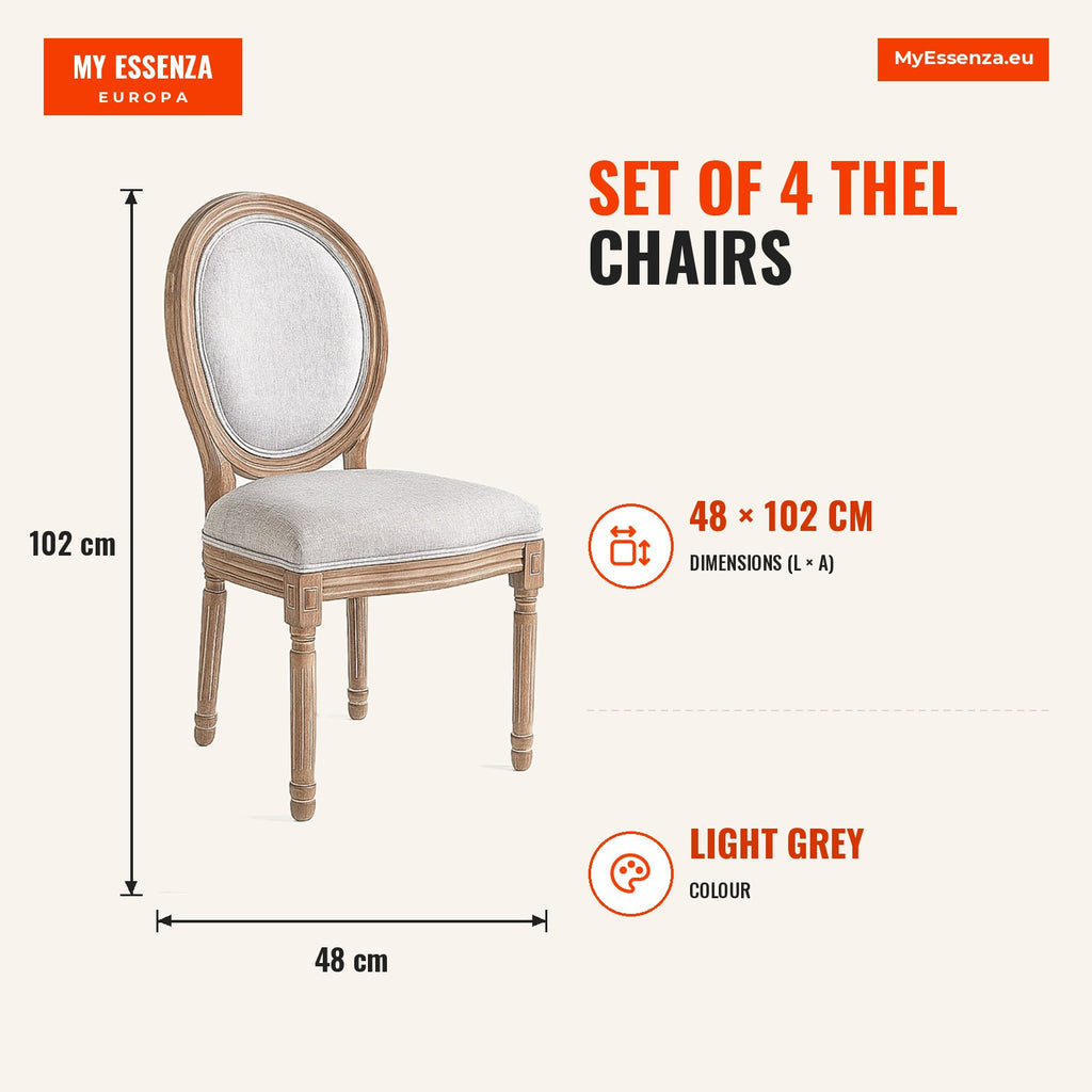 Pack 4 Cadeiras Thel — Cinza claro — Infografia | Infographic — dimensions