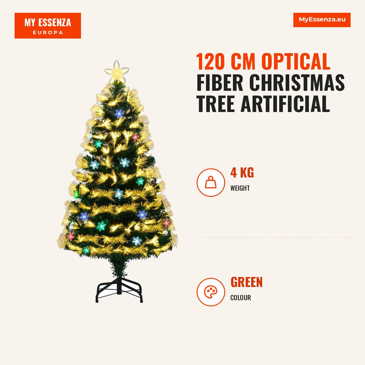 Árvore de Natal Fibra Óptica 120 cm Artificial Pré-iluminada 8 Modos Luz — Infografia | Infographic — dimensions