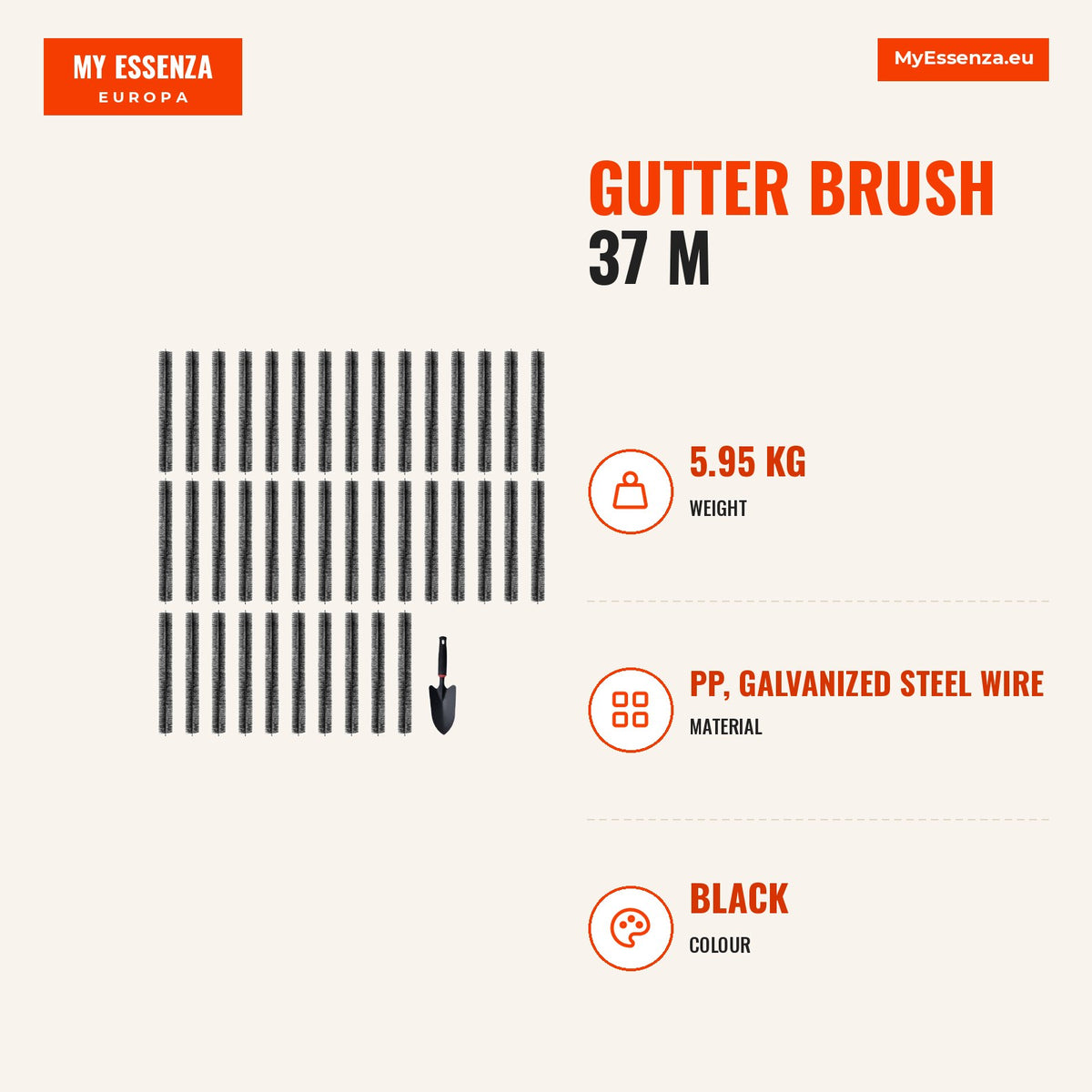 Escova calha 37 m, 11 cm diâmetro — Infografia | Infographic — dimensions