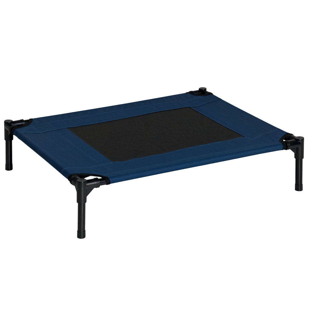 Cama para Animais de Estimação Cama Elevada para Cães Gatos com Tecido Transpirável para Dormir Exterior Jardim Terraço 76x61x18cm Azul — foto 1