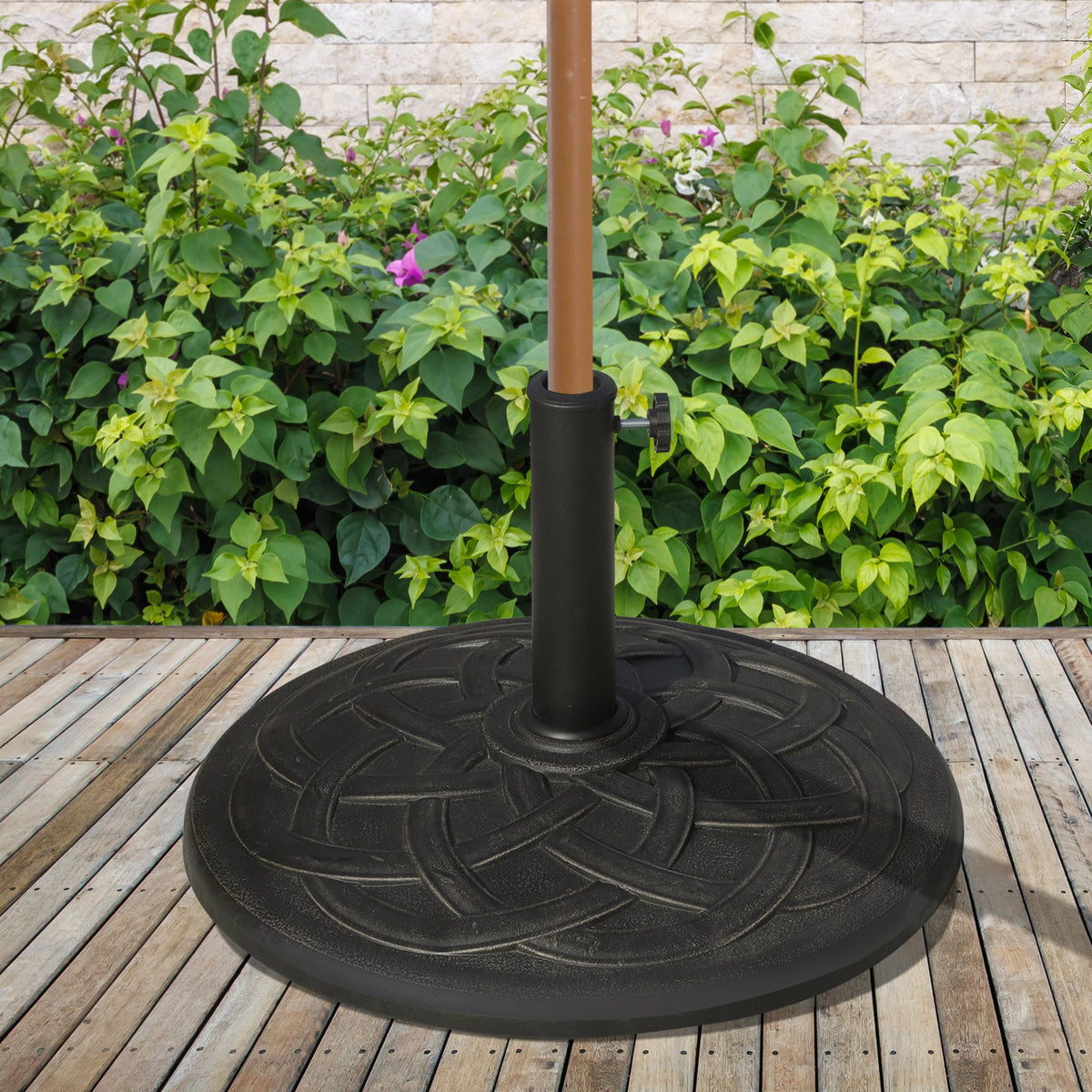 Base para Chapéu de Sol Suporte para Chapéu de Sol de Resina para Jardim terraço Exterior Ø57x35cm Preto e Bronze — foto 2