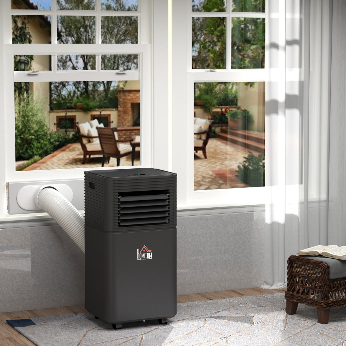 Ar Condicionado Portátil 5000BTU 4 em 1 Desumidificador Refrigerador R290 Móvel com 2 Velocidades Controlo Remoto Ecrã LED Temporizador 30,5x32,5x68cm Preto — foto 2