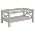 Mesa de Centro Mesa Auxiliar com Prateleira Bancada de Vidro Temperado para Sala de Estar 100x55x45cm Carvalho Branco — foto 1