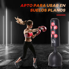 Saco de Boxe de Pé 165cm Sacos de Chão com Suporte para Preencher de Água ou Areia para Adultos e Crianças Preto — foto 4