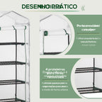 Estufa de Jardim com 4 Prateleiras e Cobertura de PE Estufa de Aço para Cultivo de Plantas Flores 70x50x160cm Branco — foto 6