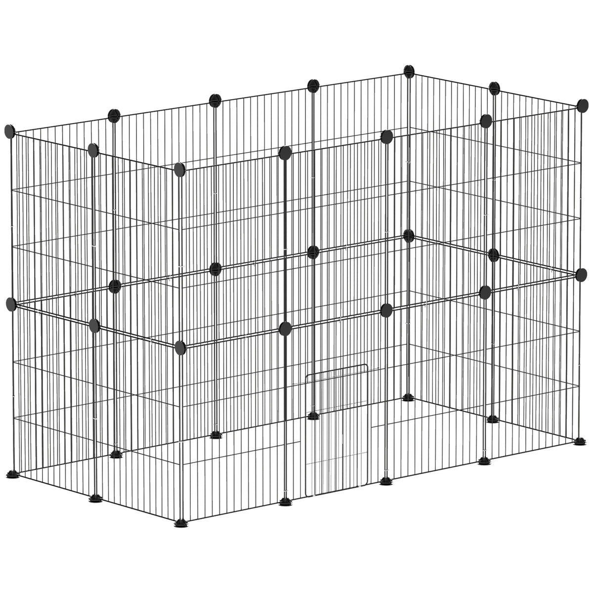 Recinto Metálico para Animais com 24 Painéis Recinto para Animais Pequenos Personalizável para Coelhos Porquinhos-da-Índia Chinchilas Gatos 120x60x80 cm Preto — foto 1